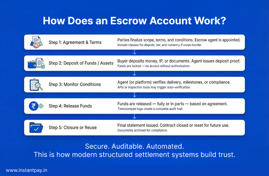 What is an Escrow Account? A Smart Way to Secure Transactions 4 A step-by-step workflow how does an Escrow account work.