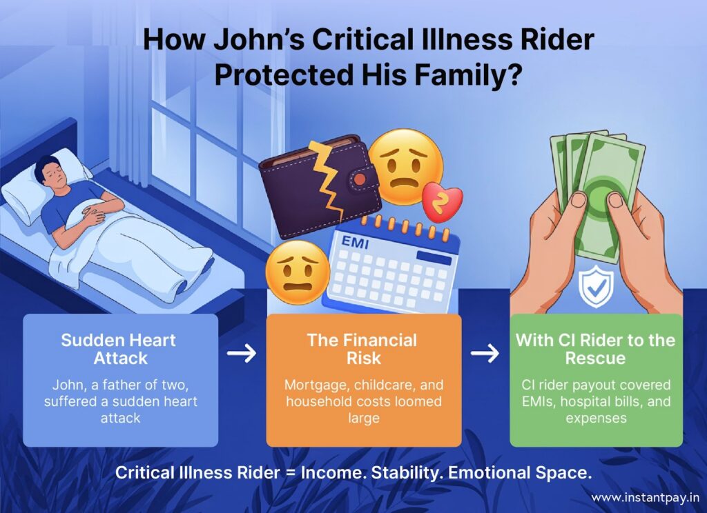 How Families Used Critical Illness Riders to Stay Afloat 4 Health Insurance - Critical Ilness rider in john's heart attack case