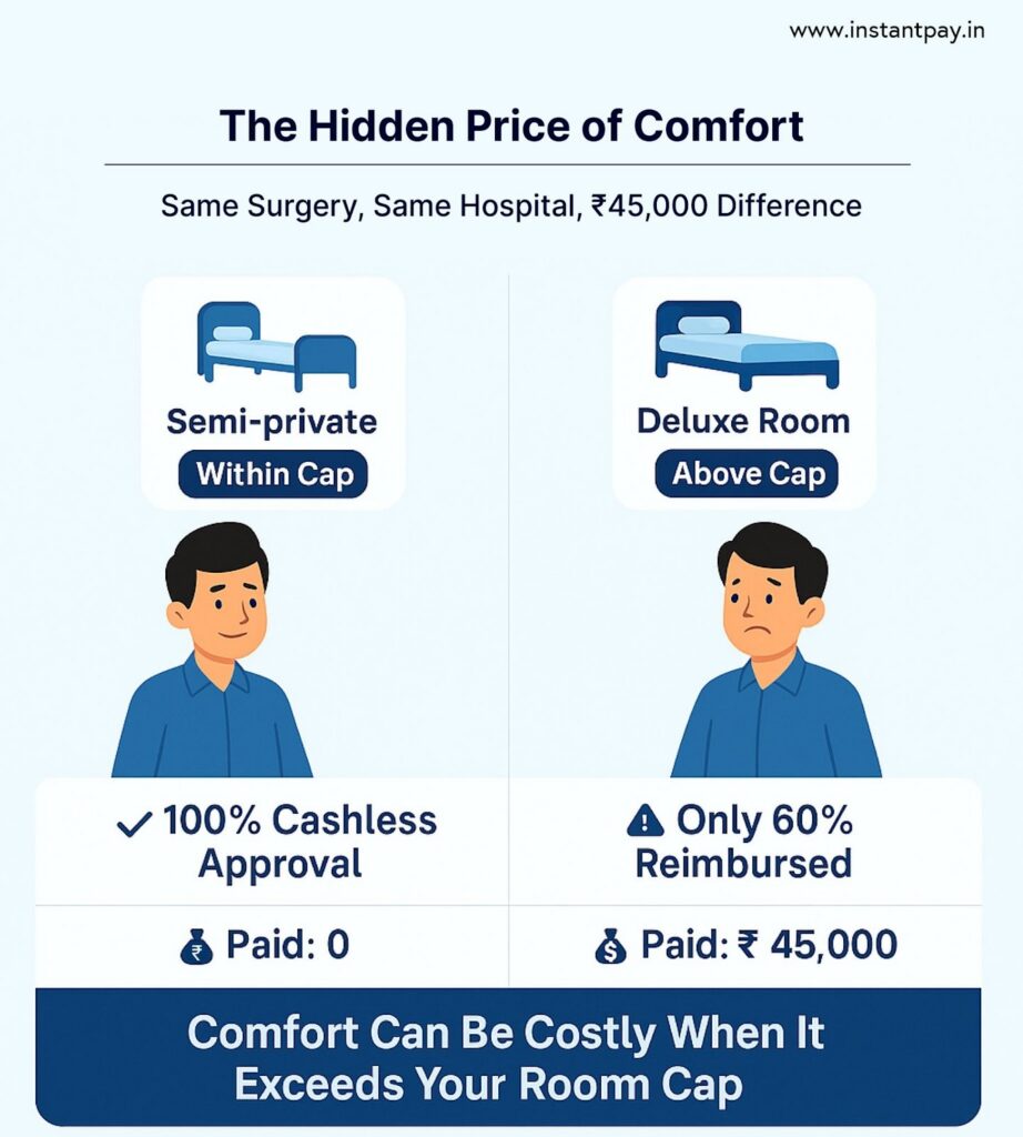 Use cases showing hidden prices of comfort in room rent limit