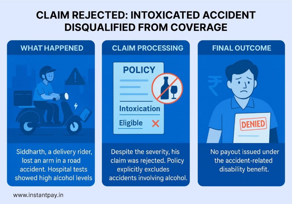 Accidental Total and Permanent Disability Rider: Added Security for Your Term Plan 7 Claim rejected under term insurance (Accident While Intoxicated)