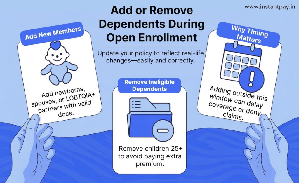 Health Insurance Enrollment Periods: Important Dates to Know 6 Add or remove dependents during Open Enrollment in Health Insurance