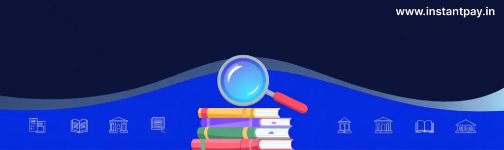 Text-in-Image (OCR) Technology: How It Works, Applications, and Impact 18 OCR for text-in-image analysis showing books under a magnifying glass for document search, reading, and text extraction.