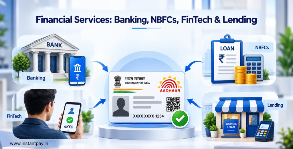 Top 10 Use Cases of Aadhaar Verification API Across Key Industries with Fast KYC in the Financial Services Sector 1 Aadhaar Verification API for banking, NBFCs, fintech and lending, supporting digital KYC, identity checks and customer onboarding.