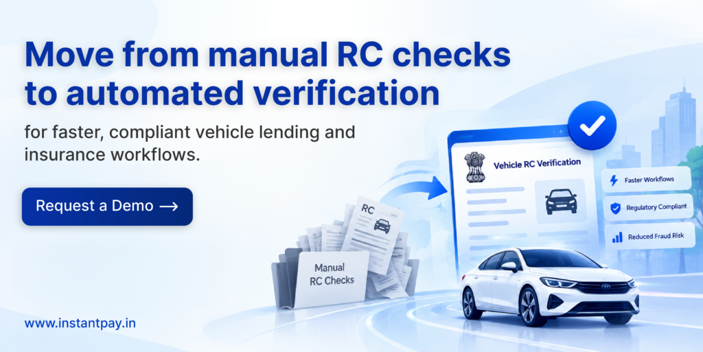 Vehicle RC Verification API: Compliance, Use Cases & Benefits 5 Automated RC verification replacing manual checks for faster vehicle lending and insurance workflows with reduced fraud risk.